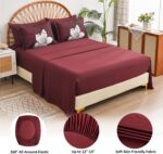 Luxudecor 7 Pieces Queen Size Comforter Set, Burgundy Floral Bed in a Bag Comfor... - Image 7