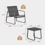 Gizoon Patio Chairs Set of 2, Patio Bistro Set 3PCS, Outdoor Patio Furniture Set... - Image 4