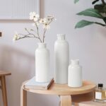 Small White Ceramic Vase Set of 3, Boho Modern White Flower Vase Room Decor, Far... - Image 7