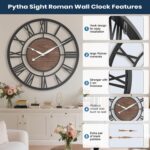Pytha Sight 30 Inch Extra Large Giant Wall Clock,Oversized Round Silent Vintage ... - Image 3