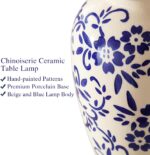 Chinoiserie Ceramic Table Lamps Set of 2 for Living Room Bedroom Bedside, Tradit... - Image 4