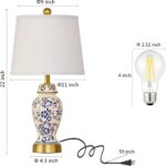 Chinoiserie Ceramic Table Lamps Set of 2 for Living Room Bedroom Bedside, Tradit... - Image 6