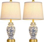 Chinoiserie Ceramic Table Lamps Set of 2 for Living Room Bedroom Bedside, Tradit... - Image 8