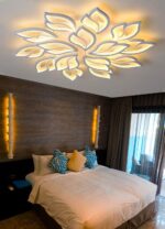 110W Dimmable LED Ceiling Light with Remote Control Ceiling Lapm Modern 15-Leaf ... - Image 6