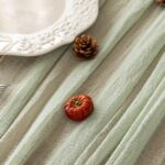 Keketoarrange Sage Green Spring Table Runner Cheesecloth 120 Inch 10 FT Rustic B... - Image 3