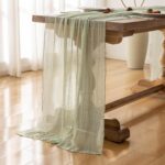 Keketoarrange Sage Green Spring Table Runner Cheesecloth 120 Inch 10 FT Rustic B... - Image 4