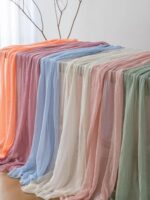 Keketoarrange Sage Green Spring Table Runner Cheesecloth 120 Inch 10 FT Rustic B... - Image 5