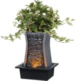 GOSSI Tabletop Water Fountain with LED Lights, Indoor Waterfall Fountain for Hom... - Image 3