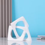 Modern Geometric Sculpture White Knot Statue Decor, Home Bookcase Centerpiece Ja... - Image 4