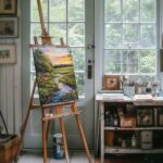 Framed Impressionist Landscape Wall Art Canvas Oil Painting Stream and Wildflowe... - Image 4