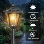 Benany 76" Solar Lamp Post Lights with Planter, Glass & Metal Street Light Outdo... - Image 5