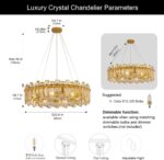 Modern Luxury K9 Crystal Chandelier 8-Lights Gold Round Pendant Light Easy Insta... - Image 3