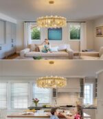 Modern Luxury K9 Crystal Chandelier 8-Lights Gold Round Pendant Light Easy Insta... - Image 6