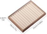 12-Line Black Walnut Wooden Jewelry Tray with Velvet Lining - Premium Ring & Ear... - Image 3