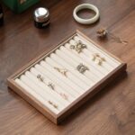 12-Line Black Walnut Wooden Jewelry Tray with Velvet Lining - Premium Ring & Ear... - Image 4