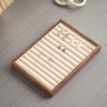 12-Line Black Walnut Wooden Jewelry Tray with Velvet Lining - Premium Ring & Ear... - Image 5