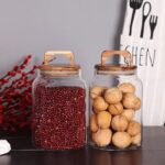 SAIOOL Canister Set of 2, Glass Kitchen Canisters with Airtight Acacia Lid, Tall... - Image 5