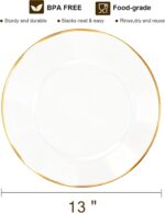 13 Inch Charger Plates, 16 Pack, Clear Charger Plates with Gold Rim, Heavy Duty ... - Image 4