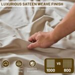 MEISHANG Extra Deep Pocket Cotton Sheets Queen Size - 100% Egyptian Cotton 1000 ... - Image 4