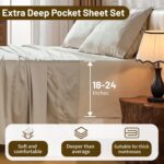 MEISHANG Extra Deep Pocket Cotton Sheets Queen Size - 100% Egyptian Cotton 1000 ... - Image 5