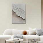 Art Hand-Painted White and Brown Gradient Wavy Texture Abstract Oil Painting 40x... - Image 4