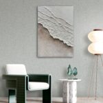 Art Hand-Painted White and Brown Gradient Wavy Texture Abstract Oil Painting 40x... - Image 5