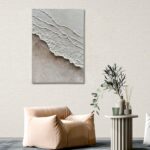 Art Hand-Painted White and Brown Gradient Wavy Texture Abstract Oil Painting 40x... - Image 6