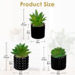 Briful Succulents Plants Artificial in Black Ceramic Pots (Set of 3), Small Fake... - Image 4