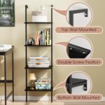 Ladder Shelf 4 Tiers Metal Industrial Bookshelf,Black Wooden Tall Open Storage R... - Image 7