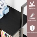 Ladder Shelf 4 Tiers Metal Industrial Bookshelf,Black Wooden Tall Open Storage R... - Image 10