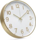 Wall Clock 12 Inch White-Gold Modern Simple Quartz Decorative Clock Non-Ticking ... - Image 3