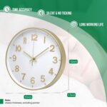 Wall Clock 12 Inch White-Gold Modern Simple Quartz Decorative Clock Non-Ticking ... - Image 4