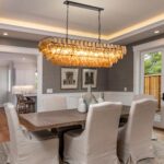 54" Black Rectangular Chandeliers for Dining Room, 12-Light 4 Tiered Large Smoke... - Image 3