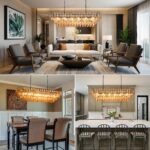 54" Black Rectangular Chandeliers for Dining Room, 12-Light 4 Tiered Large Smoke... - Image 4
