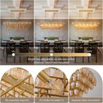 54" Black Rectangular Chandeliers for Dining Room, 12-Light 4 Tiered Large Smoke... - Image 7