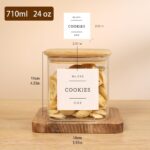 6 Pack Square Glass Pantry Storage Containers with 132 Kitchen Food Pantry Label... - Image 4