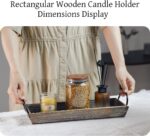 Wooden Tray Candle Holder with Black Metal Handles, Rectangular Centerpiece for ... - Image 3