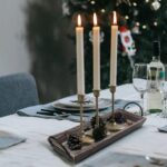 Wooden Tray Candle Holder with Black Metal Handles, Rectangular Centerpiece for ... - Image 4