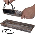 Wooden Tray Candle Holder with Black Metal Handles, Rectangular Centerpiece for ... - Image 5