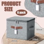 6 Pack 15 Inch Fabric Closet Storage Bins with Lids, 15x10x10In Large Foldable C... - Image 3