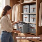 6 Pack 15 Inch Fabric Closet Storage Bins with Lids, 15x10x10In Large Foldable C... - Image 7