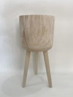 RISEON Handmade Mid Century Modern Wood Planter, Rustic Indoor Flower Pot Plant ... - Image 4