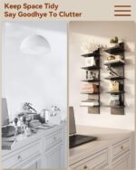 IBUYKE 5 Tier Wall Shelf Unit,Black Vertical Shelf,Floating Storage Shelf,Decora... - Image 5
