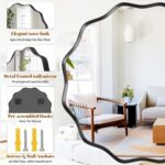 Round Wavy Mirror, 24 Inch Metal Frame Circle Mirror, Round Wall Mounted for Ent... - Image 5