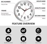 Rohioue 14 Inch Wall Clock Modern Battery Operated Silent Non Ticking Analog Clo... - Image 5