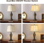 28.5" high Vintage Brown Table Lamps Set of 2 - Bedside Lamp with Faux Silk Shad... - Image 3