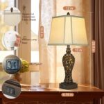 28.5" high Vintage Brown Table Lamps Set of 2 - Bedside Lamp with Faux Silk Shad... - Image 4