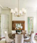 6-Light Brushed Gold Pendant Chandelier with Fabric Shades, E12 Base - Farmhouse... - Image 5
