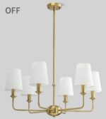 6-Light Brushed Gold Pendant Chandelier with Fabric Shades, E12 Base - Farmhouse... - Image 6