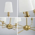 6-Light Brushed Gold Pendant Chandelier with Fabric Shades, E12 Base - Farmhouse... - Image 8